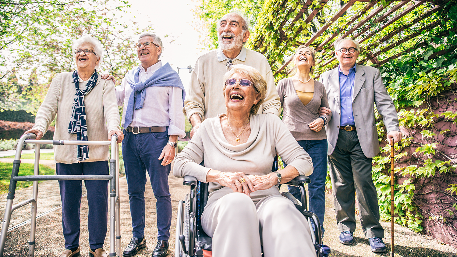 Gehilfen oder ein Rollstuhl können helfen auch im Alter wieder mit Freude mobil zu sein.