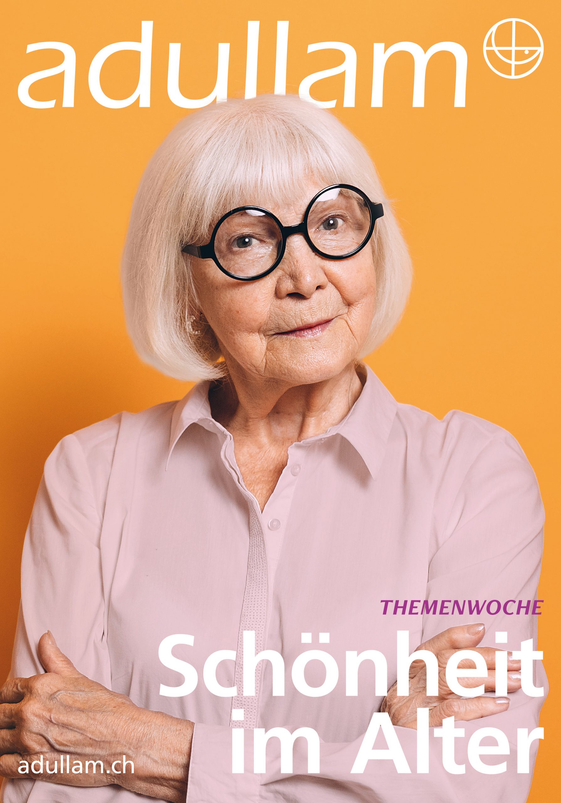 240411_Adullam_Kampagne_Sujet_Orange_RZ Plakat 3 der Kampagne "Schönheit im Alter"