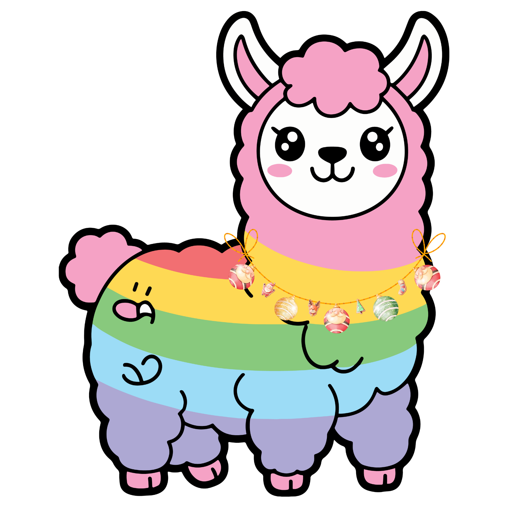 Lama Adventkalender Hund mit Weihnachtsmütze schaut aus einer Geschenkkiste raus.