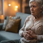 Frau hat Bauchschmerzen und leidet an Verstopfung.